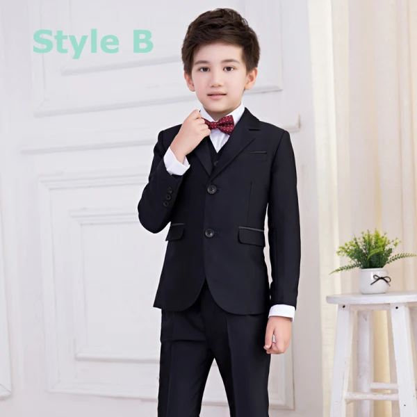 Modest / Simple Black Long Sleeve Boys Wedding Suits 2018