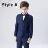 Simple Rayé Cravate Bleu Roi Boys Wedding Suits 2018