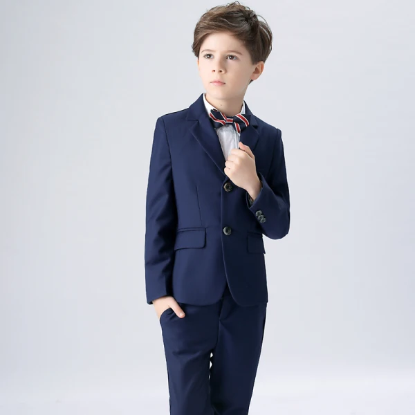 Modest / Simple Striped Tie Royal Blue Boys Wedding Suits 2018