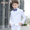 Modest / Simple Spotted Tie White Checked Boys Wedding Suits 2018