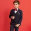 Modest / Simple Red Tie Black Striped Boys Wedding Suits 2018