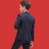 Modest / Simple Red Tie Black Striped Boys Wedding Suits 2018