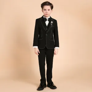 Luxe Noire Boys Wedding Suits Perle Faux Diamant Cravate Bijoux De Corps 2018
