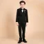 Luxury / Gorgeous Black Boys Wedding Suits Pearl Rhinestone Tie Body Jewellery 2018