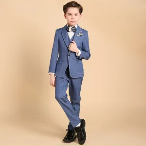 Luxe Océan Bleu Boys Wedding Suits Faux Diamant Cravate Bijoux De Corps 2018