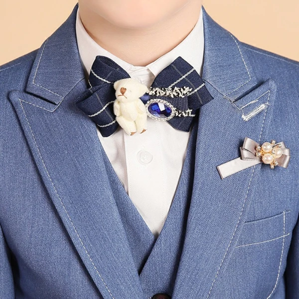 Luxury / Gorgeous Ocean Blue Boys Wedding Suits Rhinestone Tie Body Jewellery 2018
