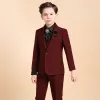 Luxe Bordeaux Boys Wedding Suits Rhinestone Das Lichaam Sieraden 2018