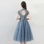 Chinese style Burgundy Homecoming Graduation Dresses 2018 A-Line / Princess High Neck Short Sleeve Glitter Beading Tea-length Ruffle Backless Formal Dresses