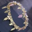 Fine Sukkertøyrosa Krystall Gull Blad Tiara 2018 Metall Rhinestone Bryllup Tilbehør