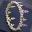 Fine Sukkertøyrosa Krystall Gull Blad Tiara 2018 Metall Rhinestone Bryllup Tilbehør