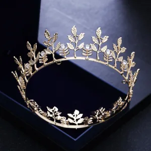 Schlicht Gold Blatt Diadem 2018 Metall Strass Hochzeit Brautaccessoires