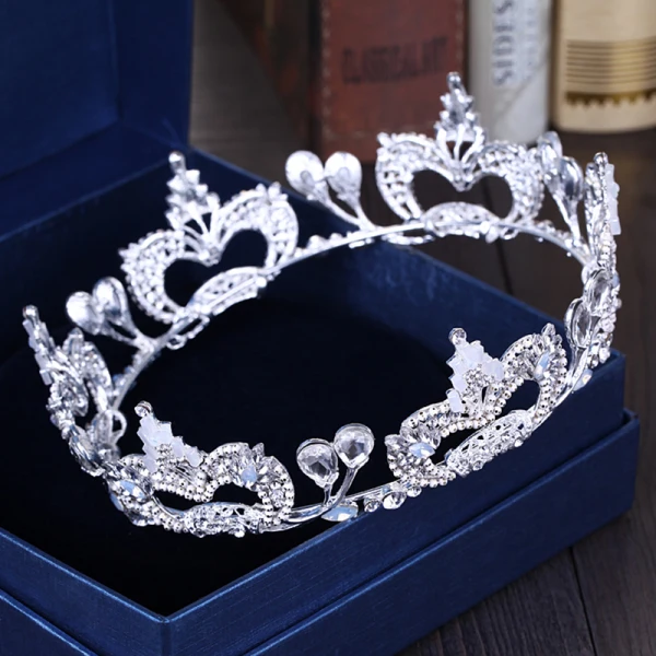 Fine Sølv Rhinestone Metall Tiara 2018 Bryllup Tilbehør