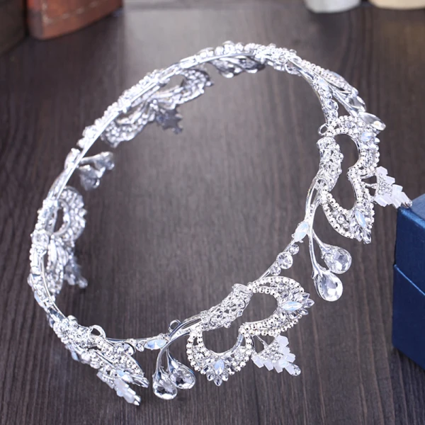 Fine Sølv Rhinestone Metall Tiara 2018 Bryllup Tilbehør