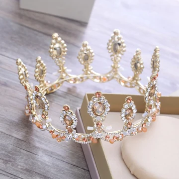 Luksus Gull Metall Tiara 2018 Beading Krystall Rhinestone Bryllup Tilbehør