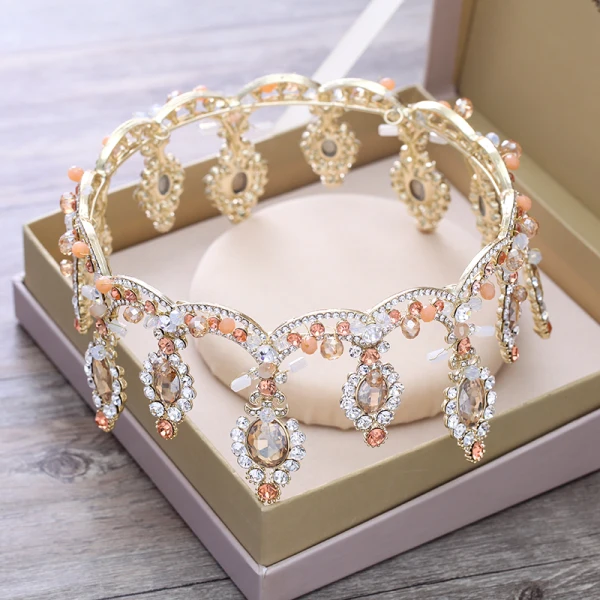 Luxury / Gorgeous Gold Metal Tiara 2018 Beading Crystal Rhinestone Wedding Accessories