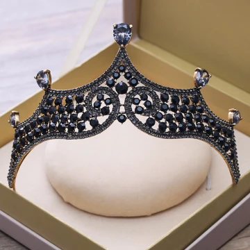 Vintage Barokowy Czarne Rhinestone Tiara 2018 Metal Ślub Akcesoria