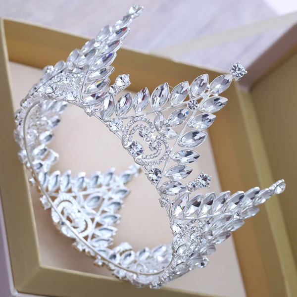 Lyx Silver Rhinestone Tiara 2018 Metall Bröllop Tillbehör