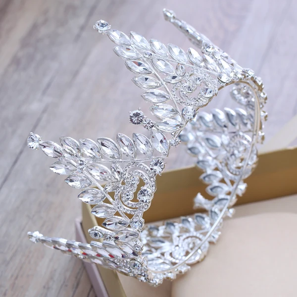 Lyx Silver Rhinestone Tiara 2018 Metall Bröllop Tillbehör