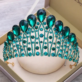 Luxury Gorgeous Green Rhinestone Tiara 2018 Metal Accessories