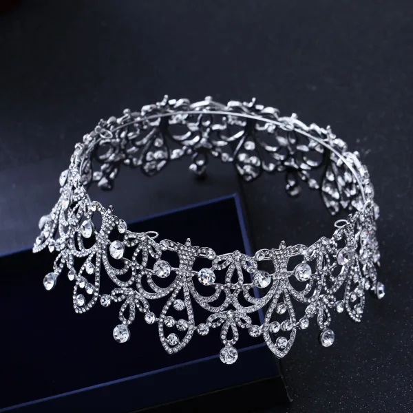Luxury / Gorgeous Silver Rhinestone Tiara 2018 Metal Accessories