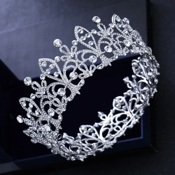 Luxury / Gorgeous Silver Rhinestone Tiara 2018 Metal Accessories
