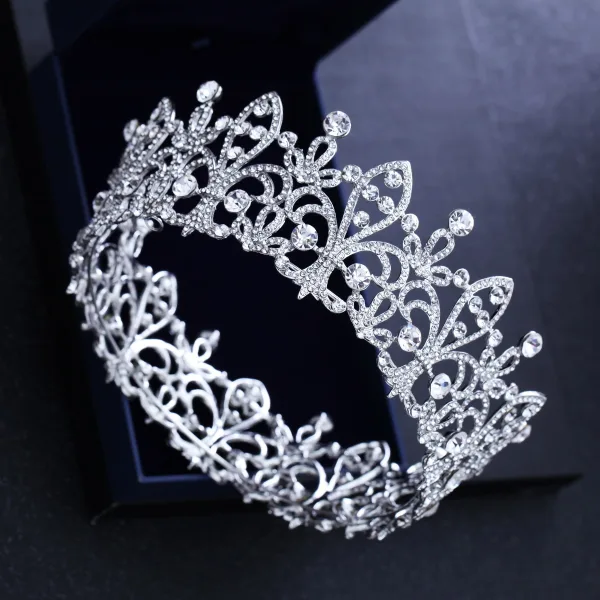 Luxury / Gorgeous Silver Rhinestone Tiara 2018 Metal Accessories