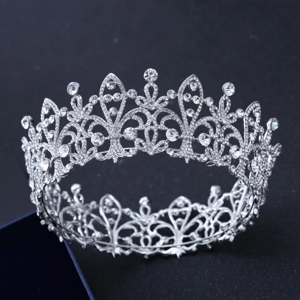 Luxury / Gorgeous Silver Rhinestone Tiara 2018 Metal Accessories