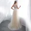 Discount Champagne Pierced Wedding Dresses 2018 Empire Scoop Neck Strapless Sleeveless Appliques Lace Pearl Sash Sweep Train Ruffle