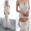 Modern / Fashion Ivory Summer Beach Wedding Dresses 2018 Trumpet / Mermaid Detachable Short Sleeve Spaghetti Straps Backless Crystal Beading Court Train Ruffle