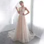 Remise Champagne Transparentes Robe De Mariée 2018 Princesse Encolure Dégagée Sans Manches Dos Nu Étoile Appliques En Dentelle Noeud Ceinture Tribunal Train Volants