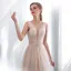 Remise Champagne Transparentes Robe De Mariée 2018 Princesse Encolure Dégagée Sans Manches Dos Nu Étoile Appliques En Dentelle Noeud Ceinture Tribunal Train Volants
