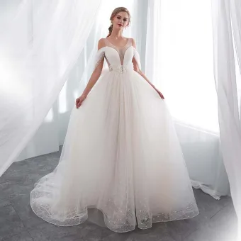 Modern Fashion Ivory See Through Wedding Dresses 2018 A Line Princess U Neck Amazing Unique Short Sleeve Backless Pearl Feather Court Train Ruffle