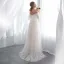Affordable Champagne Wedding Dresses 2018 A-Line / Princess 1/2 Sleeves Off-The-Shoulder Backless Sweep Train Ruffle