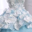 Flower Fairy Sky Blue Pierced Prom Dresses 2018 Ball Gown Scoop Neck Sleeveless Appliques Lace Flower Pearl Chapel Train Ruffle Backless Formal Dresses
