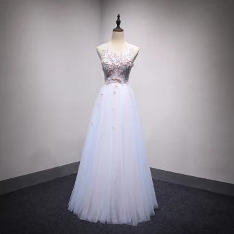Chic Belle Bleu Ciel Transparentes Robe De Soirée 2018 Princesse Encolure Dégagée Sans Manches Perle Faux Diamant Cristal Appliques En Dentelle Longue Volants Dos Nu Robe De Ceremonie