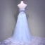Chic / Beautiful Sky Blue Evening Dresses  2018 A-Line / Princess One-Shoulder Sleeveless Appliques Flower Beading Crystal Floor-Length / Long Ruffle Backless Formal Dresses