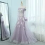 Elegante Champagner Abendkleider 2018 A Linie Off Shoulder Lange Ärmel Applikationen Spitze Sweep / Pinsel Zug Rüschen Rückenfreies Festliche Kleider