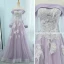 Elegante Champagner Abendkleider 2018 A Linie Off Shoulder Lange Ärmel Applikationen Spitze Sweep / Pinsel Zug Rüschen Rückenfreies Festliche Kleider