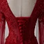 Chic / Belle Bordeaux Robe De Soirée 2018 Princesse Encolure Dégagée Transparentes Manches Longues Appliques En Dentelle Perlage Longue Volants Dos Nu Robe De Ceremonie