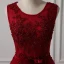 Chic / Beautiful Burgundy Prom Dresses 2018 A-Line / Princess Scoop Neck Sleeveless Appliques Lace Beading Bow Sash Floor-Length / Long Ruffle Backless Formal Dresses