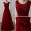 Chic / Beautiful Burgundy Prom Dresses 2018 A-Line / Princess Scoop Neck Sleeveless Appliques Lace Beading Bow Sash Floor-Length / Long Ruffle Backless Formal Dresses