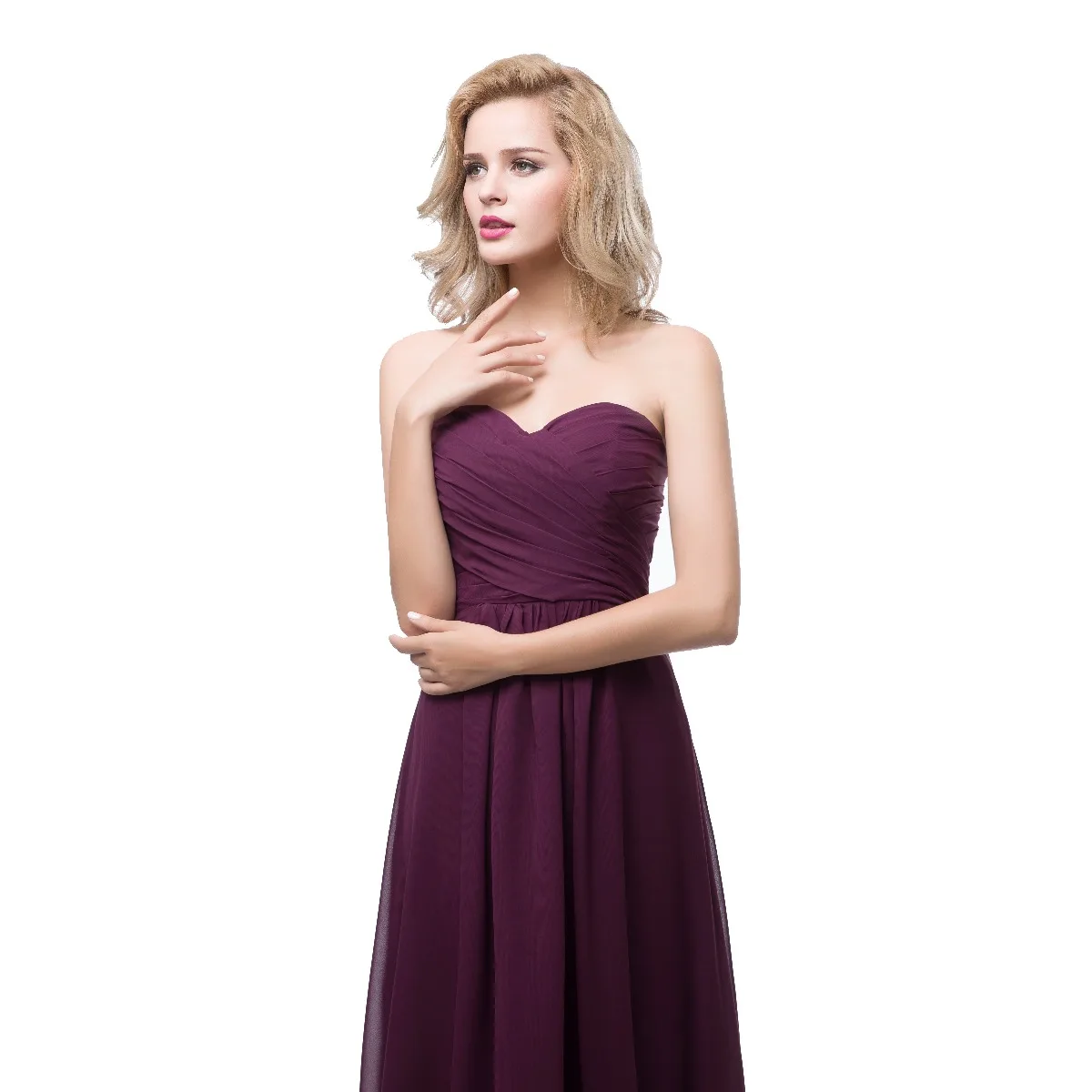 Enkel Chiffon Brudepikekjoler 2018 Prinsesse Kjæreste Uten Ermer Lange Buste Ryggløse Kjoler Til Bryllup