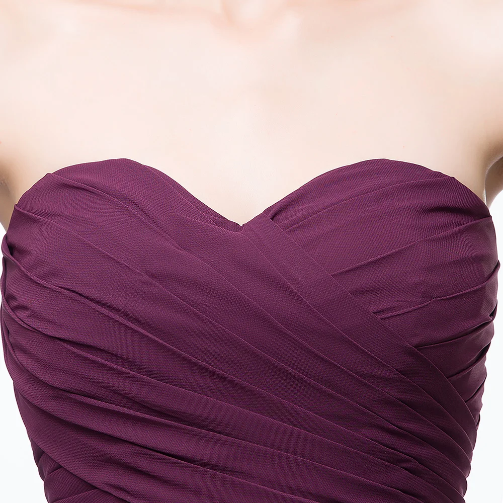 Enkel Chiffon Brudepikekjoler 2018 Prinsesse Kjæreste Uten Ermer Lange Buste Ryggløse Kjoler Til Bryllup