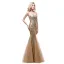 Sparkly Champagne Selskapskjoler 2018 Trompet / Havfrue Kjæreste Uten Ermer Rhinestone Paljetter Lange Buste Ryggløse Formelle Kjoler