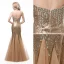 Sparkly Champagne Selskapskjoler 2018 Trompet / Havfrue Kjæreste Uten Ermer Rhinestone Paljetter Lange Buste Ryggløse Formelle Kjoler