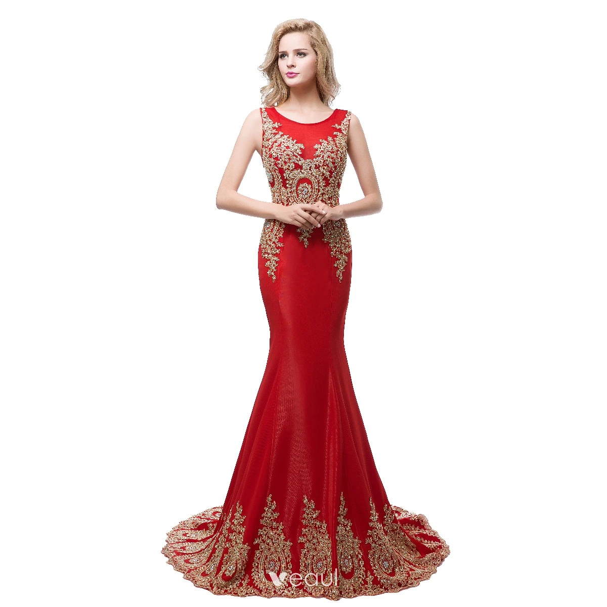 slim fit dress slacks Red and Gold Ball Gown Prom Dress Size 24W / Red