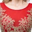 Chic / Beautiful Red Evening Dresses  2018 Trumpet / Mermaid Scoop Neck Sleeveless Gold Appliques Lace Rhinestone Sweep Train Ruffle Formal Dresses