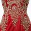Chic / Beautiful Red Evening Dresses  2018 Trumpet / Mermaid Scoop Neck Sleeveless Gold Appliques Lace Rhinestone Sweep Train Ruffle Formal Dresses