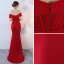 Elegante Burgunderrot Abendkleider 2018 Mermaid Off Shoulder Kurze Ärmel Perle Kristall Perlenstickerei Stoffgürtel Gespaltete Front Sweep / Pinsel Zug Rückenfreies Festliche Kleider