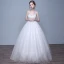 Chic / Belle Salle Robe De Mariée 2017 Paillettes En Dentelle Appliques Sans Manches épaules Longue Blanche Robe Boule